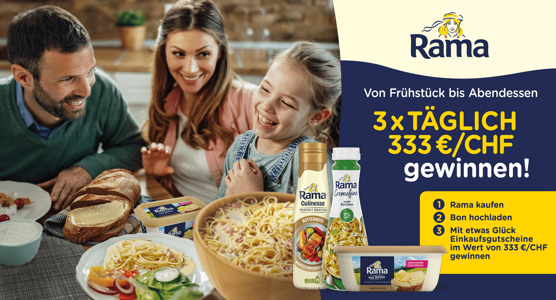 Rama Gewinnspiel: Täglich einen Einkaufsgutscheinen im Wert von 333€ gewinnen