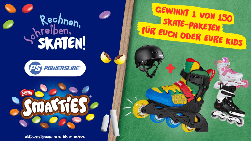 SMARTIES Gewinnspiel – Gewinne Skate-Pakete mit Helm und Inline-Skates