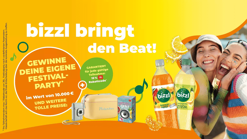 bizzl Gewinnspiel – JBL Rabattcode, Festivalparty, Polarbox, INSTAX mini LiPlay und Hitster gewinnen