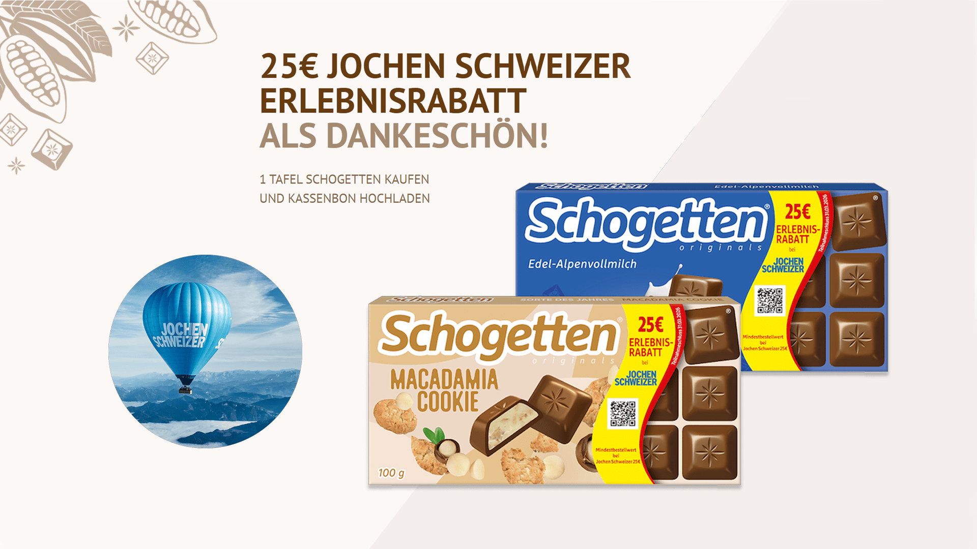 Schogetten Gewinnspiel – 25€ Jochen Schweizer Abenteuer Zuschuss sichern