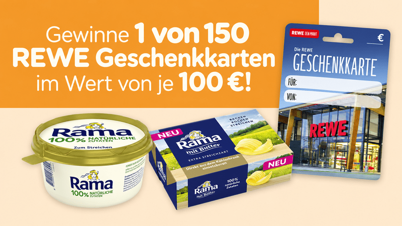 Rewe Rama Gewinnspiel - 100 € REWE Geschenkkarte gewinnen