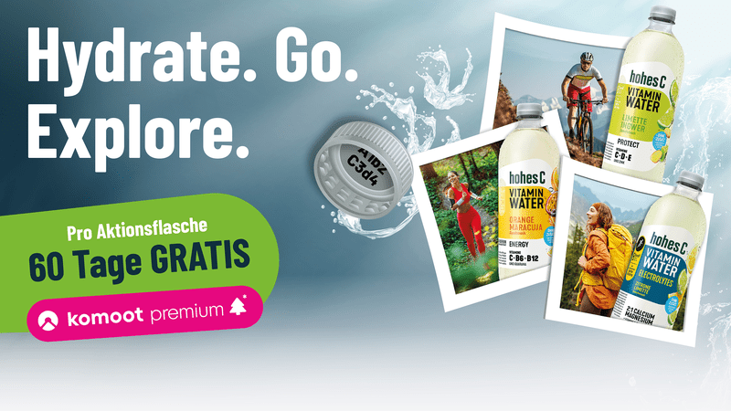 hohes C Vitamin Water - 60 Tage komoot Premium Gutscheincode