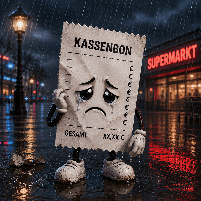 Weggeworfener Kassenbon für ein Kassenbon-Gewinnspiel